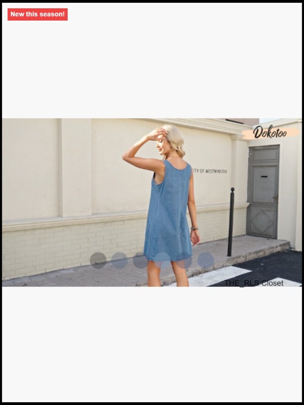 Sleeveless Denim Dress with Pockets, Casual Western Style - Picture 7 of 7